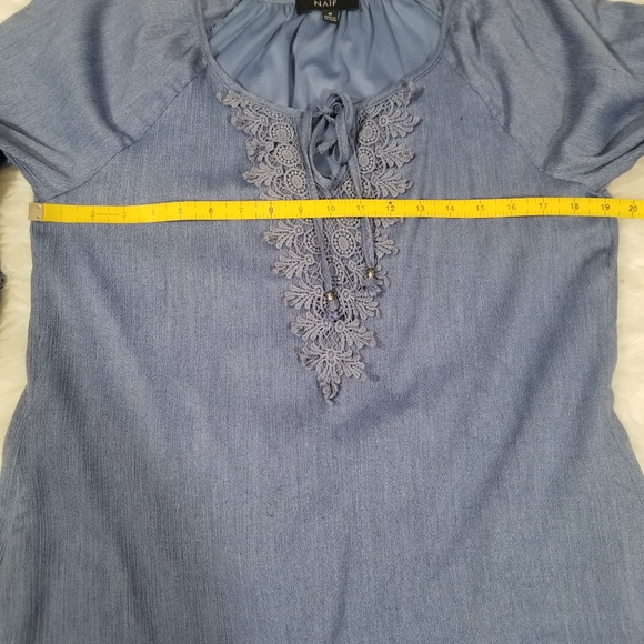 Naif blue crochet accent dress. Size M - Picture 7 of 8